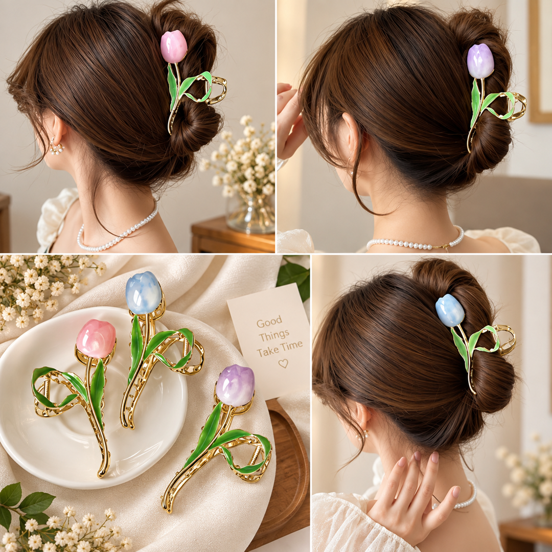 Metal Tulip Hair Clutcher Pack of 12 Pcs – Premium Hair Accessory | Wholesale Price ₹1095 per Dozen