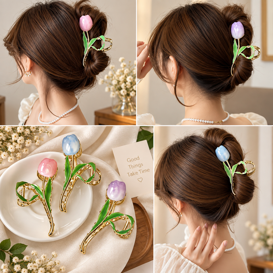 Metal Tulip Hair Clutcher Pack of 12 Pcs – Premium Hair Accessory | Wholesale Price ₹1095 per Dozen