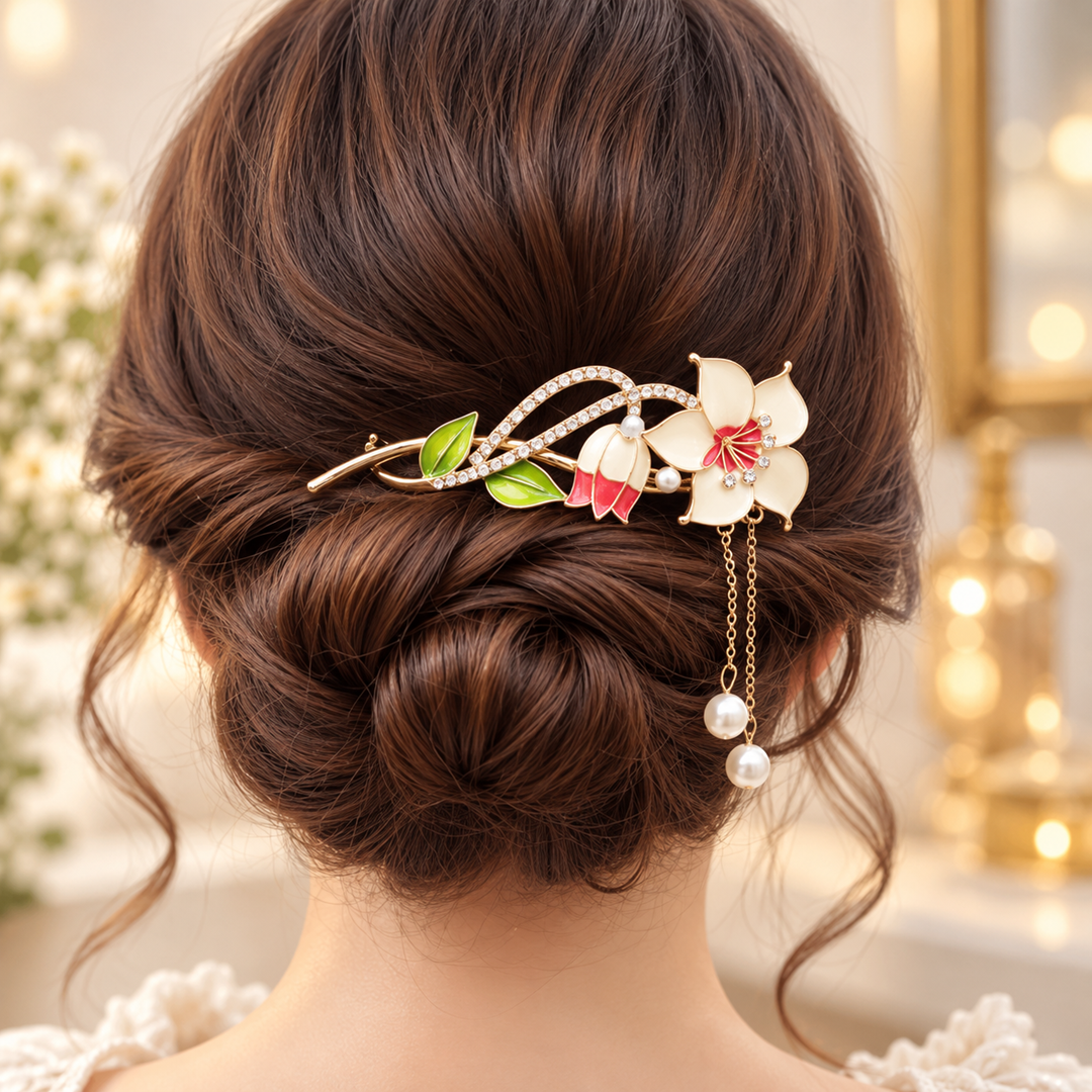 Floral Pearl Hair Pin Pack of 12 Pcs – Premium Designer Hair Accessory | Wholesale Price ₹1394 per Dozen