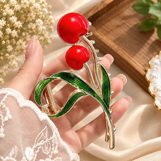 Red 2 Cherry Hair Claw Pack of 12 Pcs – Premium Trendy Hair Accessory | Wholesale Price ₹1115.52 per Dozen