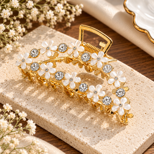 Floral Pearl Hair Claw Pack of 12 Pcs – Premium Designer Hair Accessory | Wholesale Price ₹1195.20 per Dozen