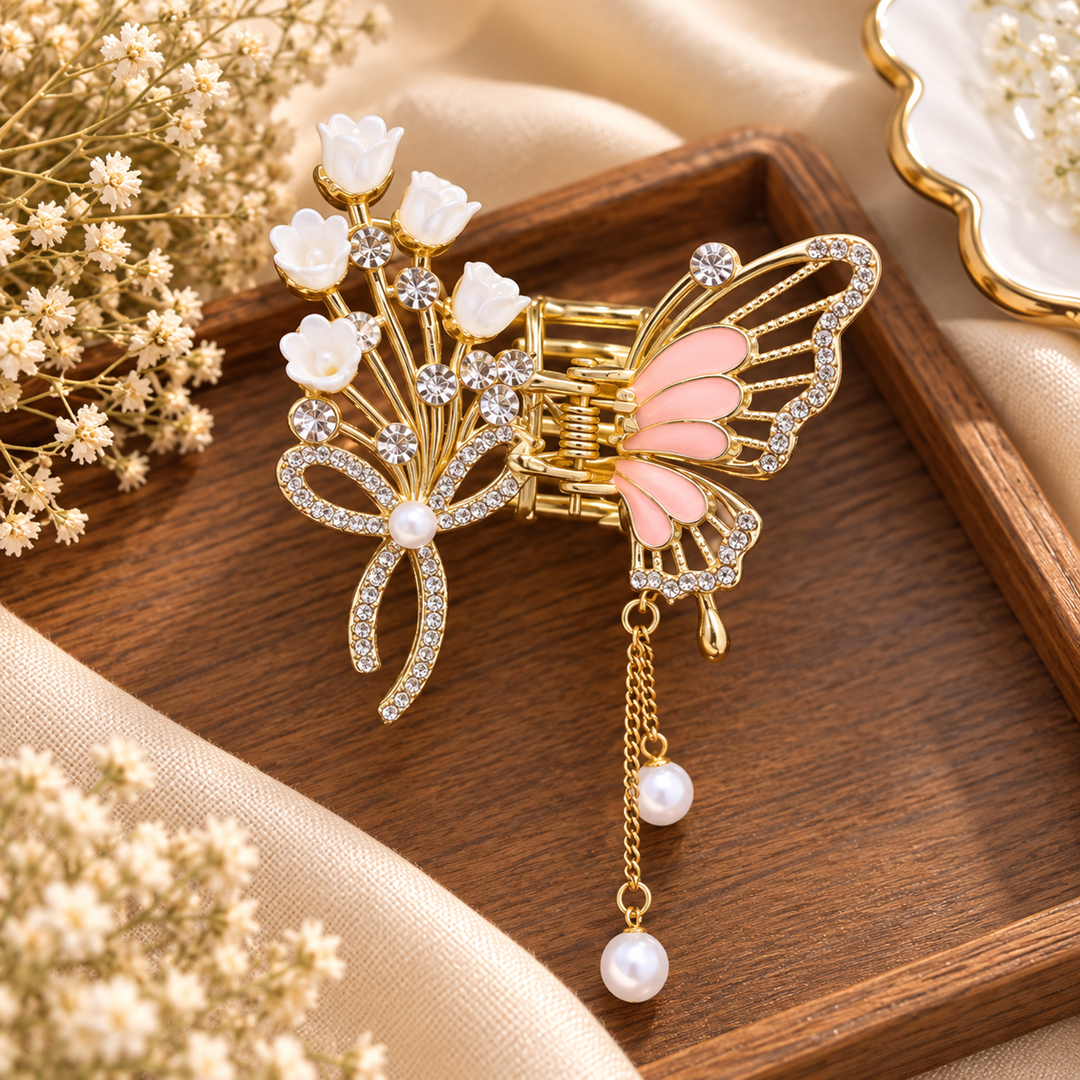 Butterfly Floral Hair Claw Pack of 12 Pcs – Premium Designer Hair Accessory | Wholesale Price ₹1314.72 per Dozen